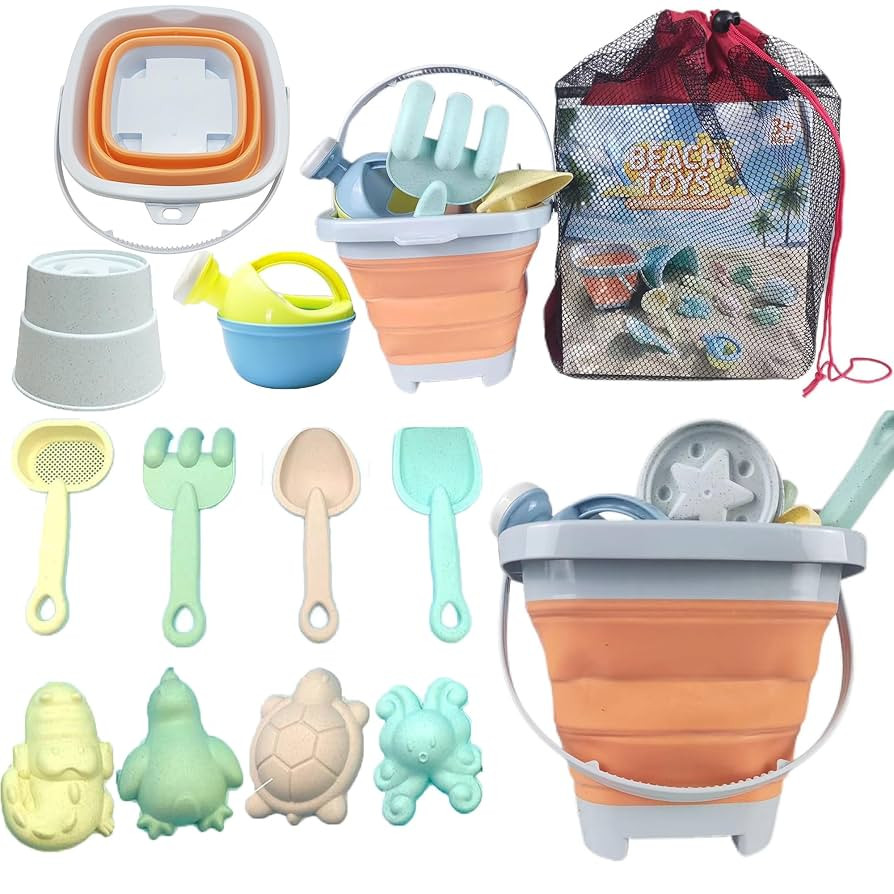 Beach Toys, Sand Toys Set with Big Mesh Bag & Sand Mold and Shovels Set, ，Beach Toy for Toddler... | Amazon (US)