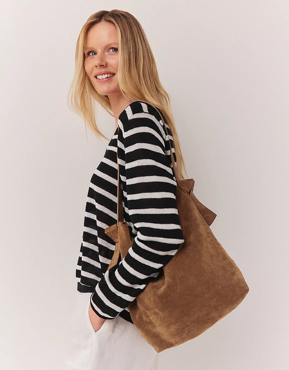 Pembroke Knot Large Suede Tote | The White Company UK & ROW