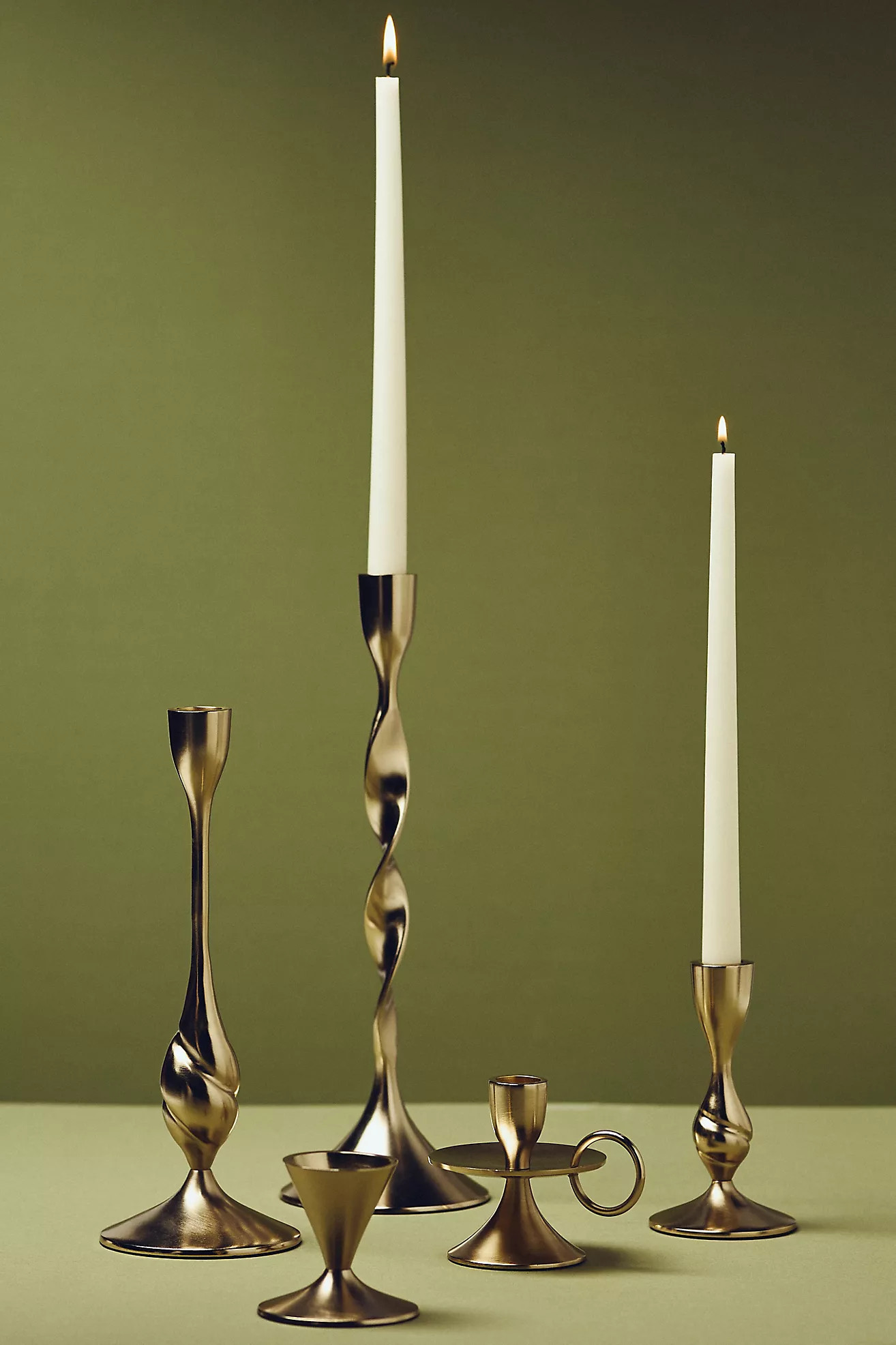 Naya Tinted Brass Lacquer Taper Candle Holder | Anthropologie (US)