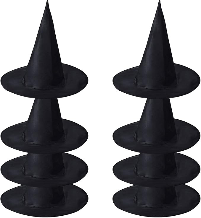 8 Pack Witch Hats,Halloween Black Witch Hat Costume Accessory for Halloween Party | Amazon (US)