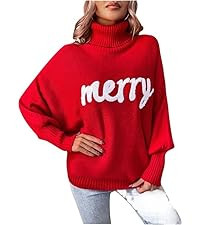 LUKYCILD Christmas Sweaters for Women Merry Sweater Long Sleeve Crewneck Sweaters Rib-Knit Sweats... | Amazon (US)