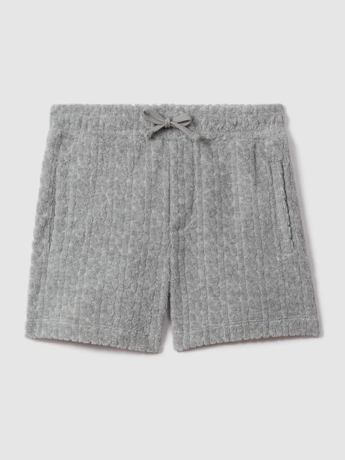 Reiss Soft Grey Fletcher Towelling Drawstring Shorts | Reiss US