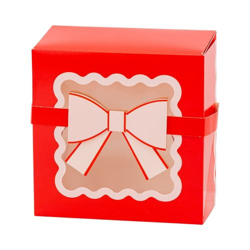 My Mind's Eye Red and Pink Bow Cookie Boxes with Windows, Set of 6 Paper Holiday Boxes with 3D Bows for Christmas Treats and Party Favors | Amazon (US)
