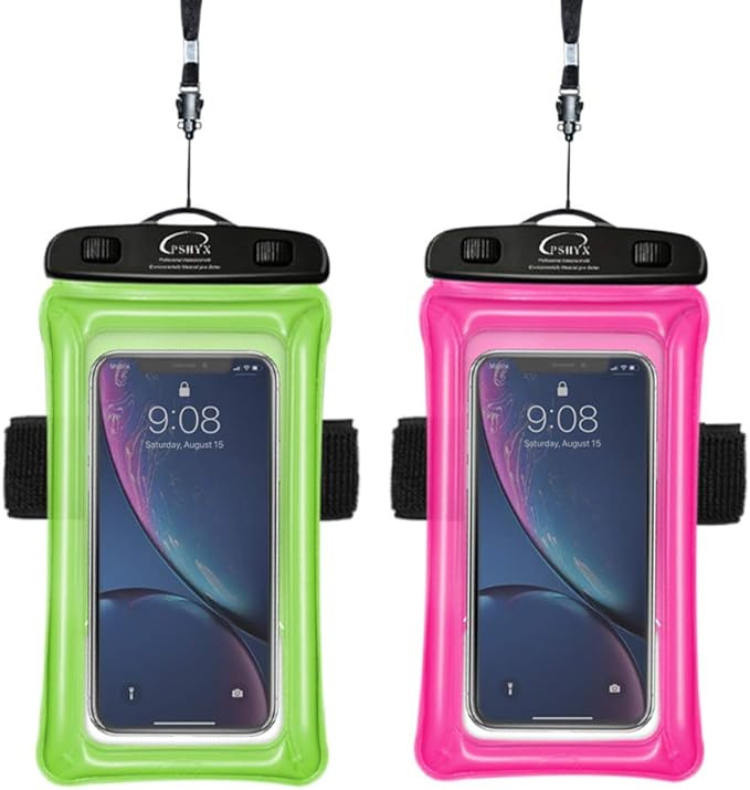PSHYX Universal 100 Feet Waterproof Phone Pouch Floating Case with Arm Band for iPhone 11 12 Pro ... | Amazon (US)