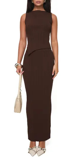 Basile Rib Sleeveless Two-Piece Dress Brown Top Brown Skirt Outfit Matching Set Vacation Set | Nordstrom