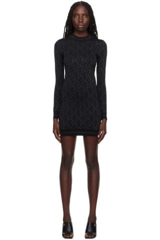 Black Jacquard Minidress | SSENSE