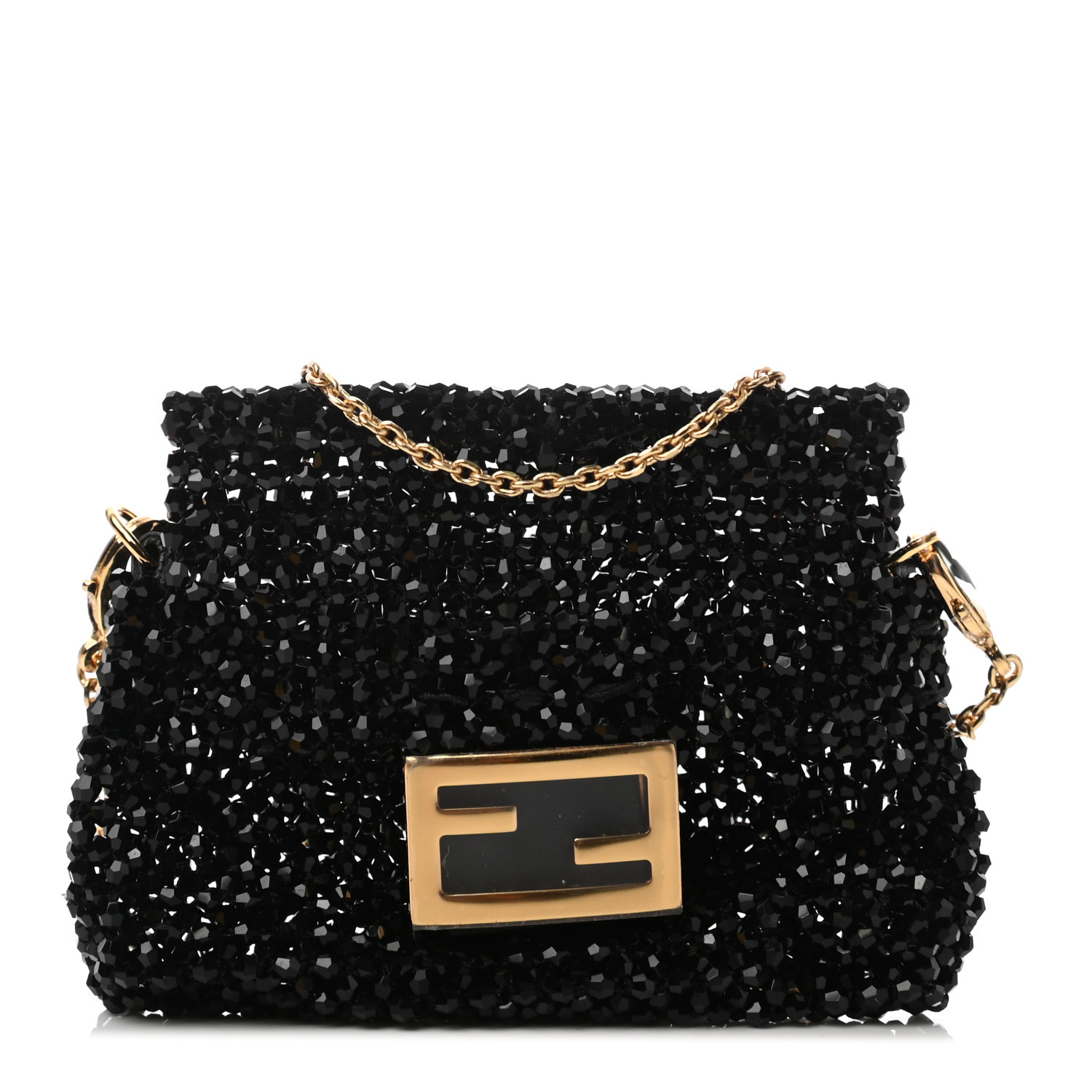FENDI

Lambskin Beaded Mini Pico Baguette Charm Black Soft Gold | Fashionphile