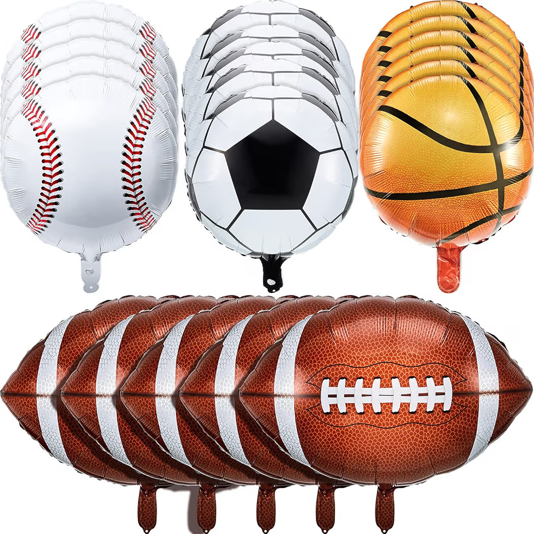 Sumind 20 Pieces Sports Foil Balloon Set, Baseball Football Basketball Soccer Sports Game Party D... | Amazon (US)
