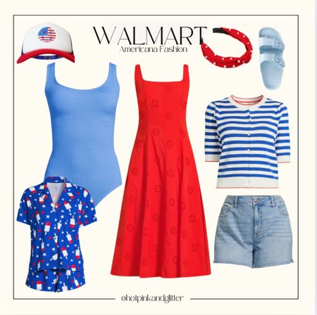 Red white and blue fashion and accessories from Walmart for the 4th of July. 

#LTKPlusSize #LTKStyleTip