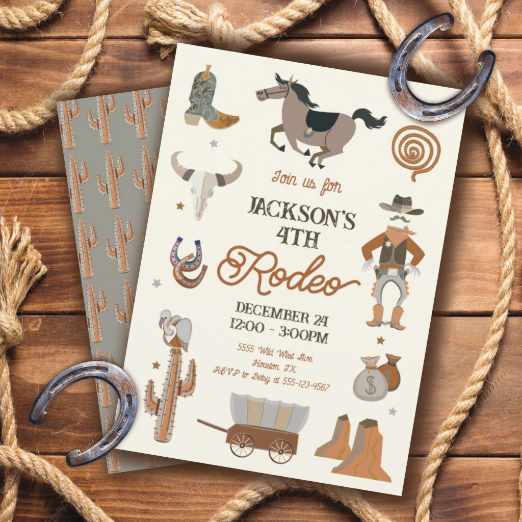 Cowboy Rodeo Birthday Party Invitation | Zazzle