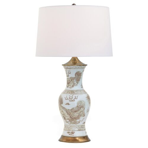 Chow Table Lamp, Brown/White | One Kings Lane