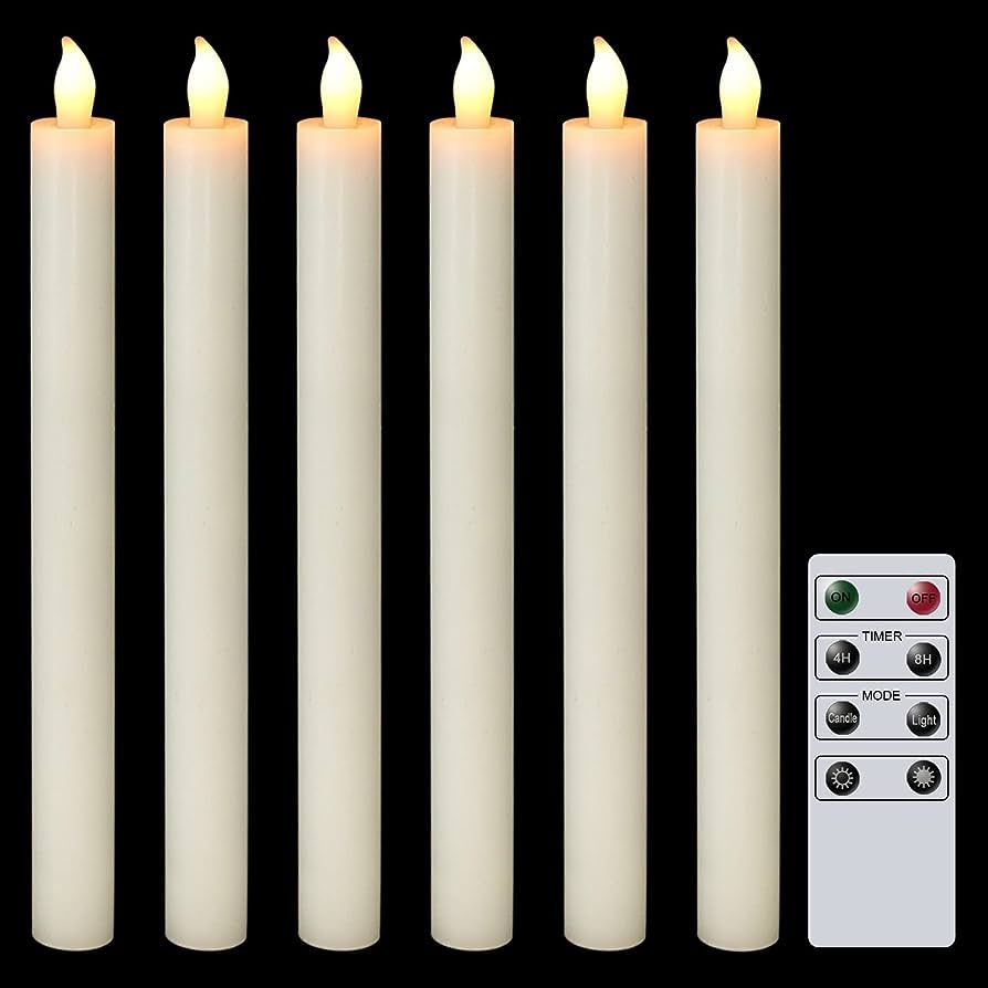 DRomance Ivory LED Flameless Taper Candles Flickering with 8-Key Remote and Timer Battery Operated D | Amazon (US)