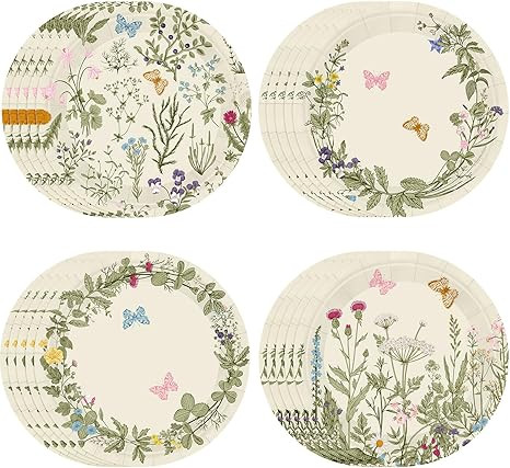 Sunnyray 80 Pcs Wild Floral Party Plates 7 in Wildflower Disposable Dessert Dinner Paper Plates D... | Amazon (US)