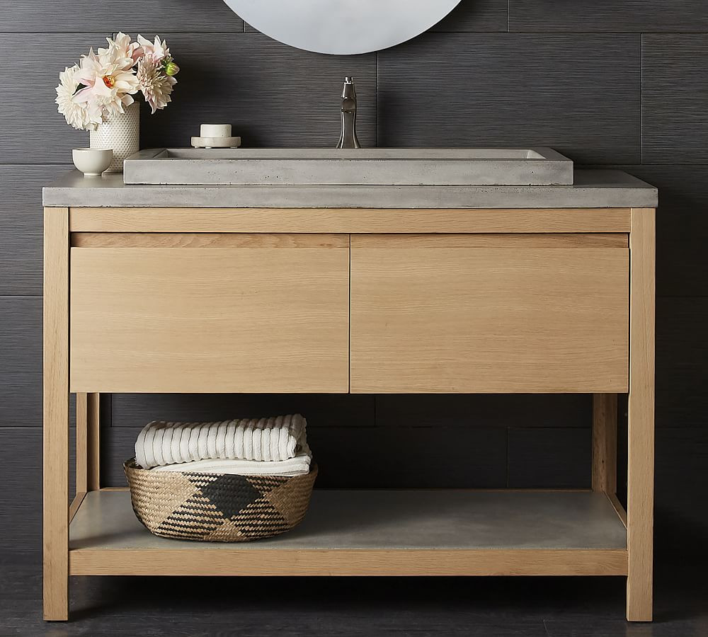 Rilen 48" Handcrafted Single Sink Vanity with Trough Sink | Pottery Barn (US)