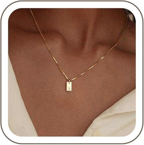 Initial Necklaces for Women 14K Gold Plated Letter Necklace Dainty Waterproof Pendant Necklace Pe... | Amazon (US)