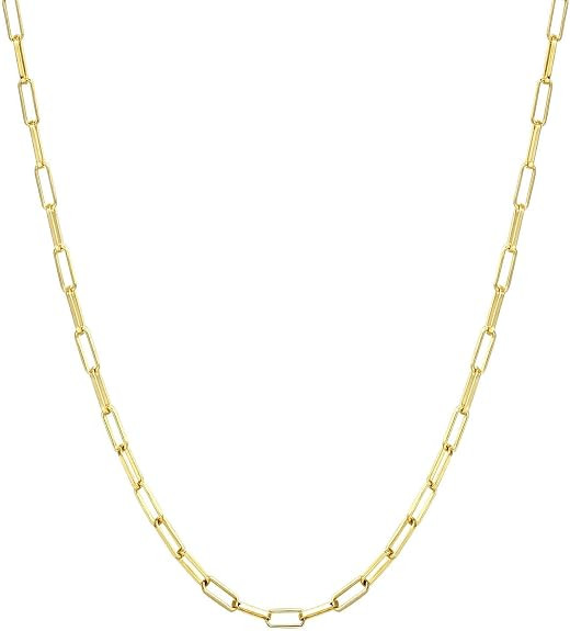 ALEXCRAFT Paperclip Chain Necklace for Women 14K Gold Plated Paperclip Chain Oval Link Chain for ... | Amazon (US)