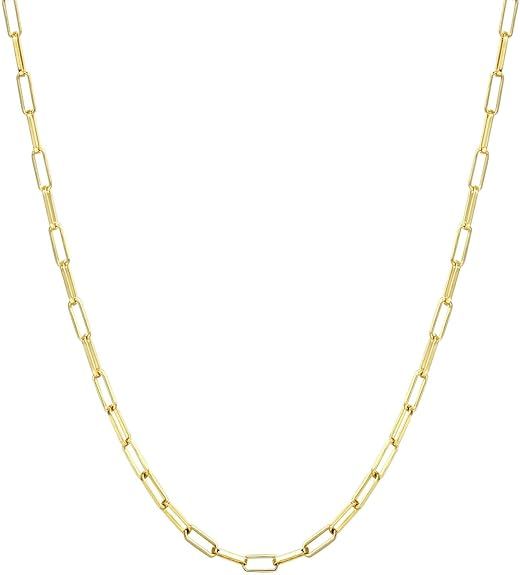 ALEXCRAFT Paperclip Chain Necklace for Women 14K Gold Plated Paperclip Chain Oval Link Chain for ... | Amazon (US)