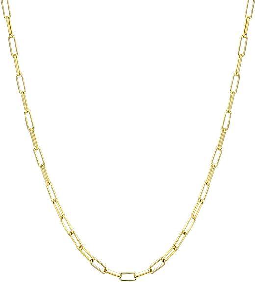 ALEXCRAFT Paperclip Chain Necklace for Women 14K Gold Plated Paperclip Chain Oval Link Chain for ... | Amazon (US)