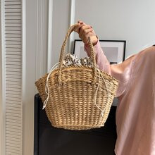 Drawstring Design Straw Bag | SHEIN