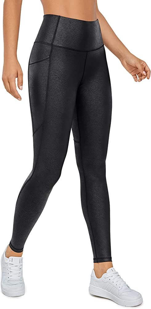 CRZ YOGA Matte Faux Leather Leggings for Women 28'' - High Waisted Stretch Pleather Pants Full Le... | Amazon (US)