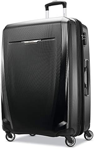 Samsonite Winfield 3 DLX Hardside Expandable Luggage with Spinners, Black, Checked-Large 28-Inch | Amazon (US)