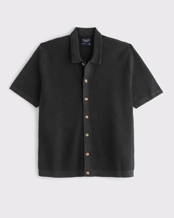 Men's Garment Dye Button-Through Sweater Polo | Men's Tops | Abercrombie.com | Abercrombie & Fitch (US)