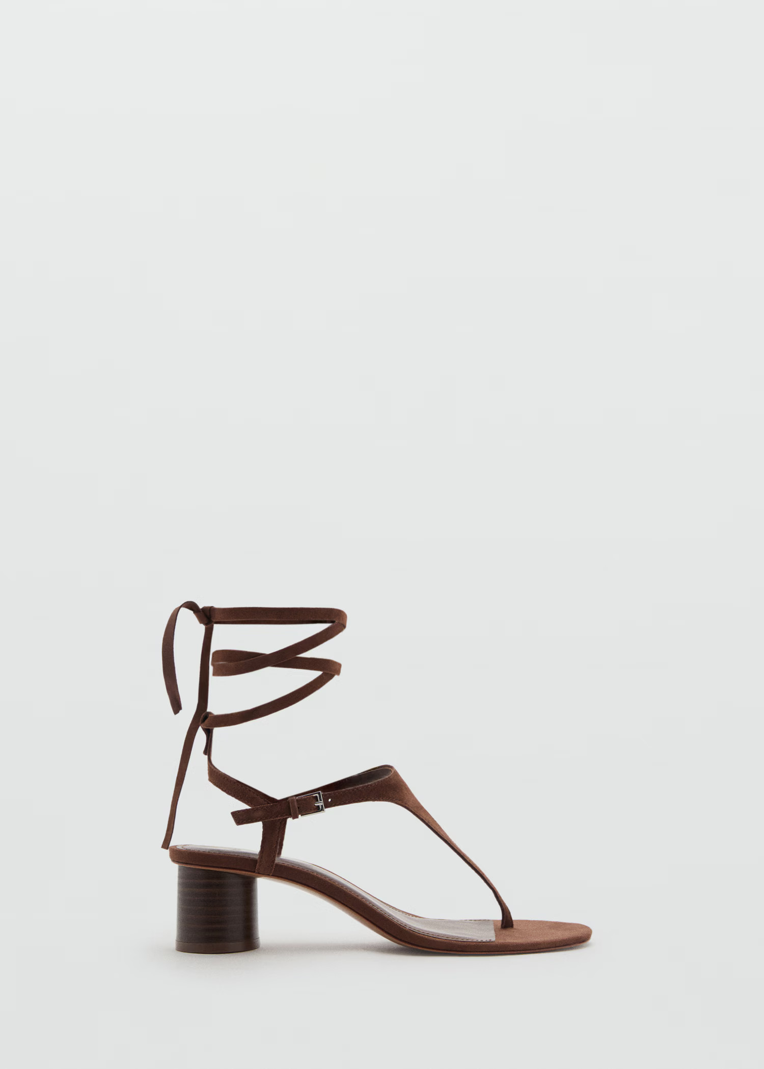 Suede leather heeled sandal - Women | MANGO United Kingdom | MANGO (UK)