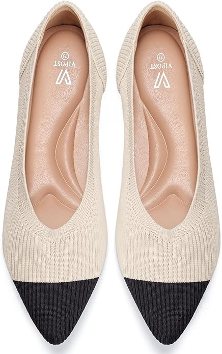 Vipost Knit Ballet Flats for Women Pointed Toe Comfortable Foldable Flat Shoes for Work, Travel, ... | Amazon (US)