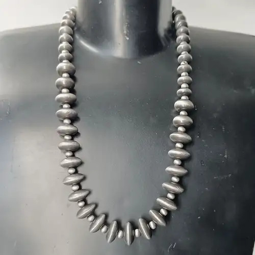 Western Style Navajo Antique Silver Wire Drawing Effect Beads Gradient Size Necklace Retro Ethnic... | Temu Affiliate Program