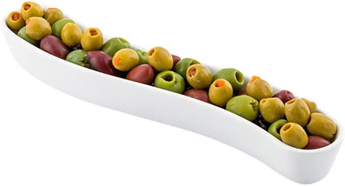 Swerve 6 Ounce Olive Plate, 1 Curved Olive Tray - Large, Chip Resistant, White Porcelain Olive Ca... | Amazon (US)