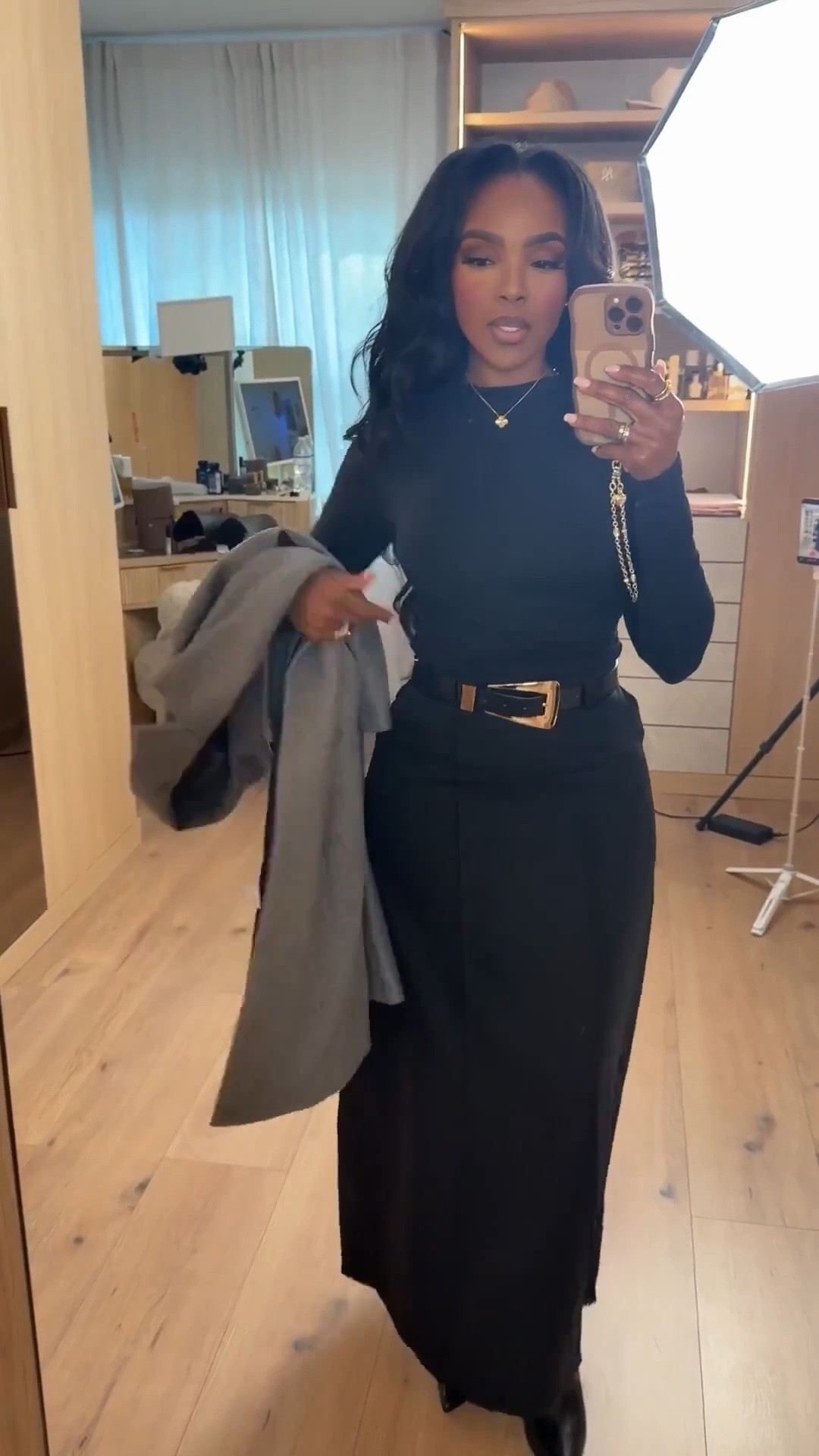 ✨ Effortlessly polished with a modern edge.
A sleek black base instantly elevates with wide-leg trousers, a fitted long sleeve top, and a structured belt for definition. Finished with a gray coat for that clean, chic layering moment that works day to night.

Perfect for workdays, dinner plans, city errands, or casual evenings out.

📏 Sizing: Top (Small) • Pants (27 Long) • Coat (Small) • Boots (TTS)  
Measurements: 5’4” · 138 lbs · 34D · 27” waist · 40” hips

Tap to get details and shop this timeless look.

black wide leg pants outfit, elevated neutral outfit, chic everyday style, modern workwear outfit, minimalist fall fashion, effortless layered look.

Follow me on Instagram and YouTube @kirasfashionfinds



#LTKgrwm #LTKootd