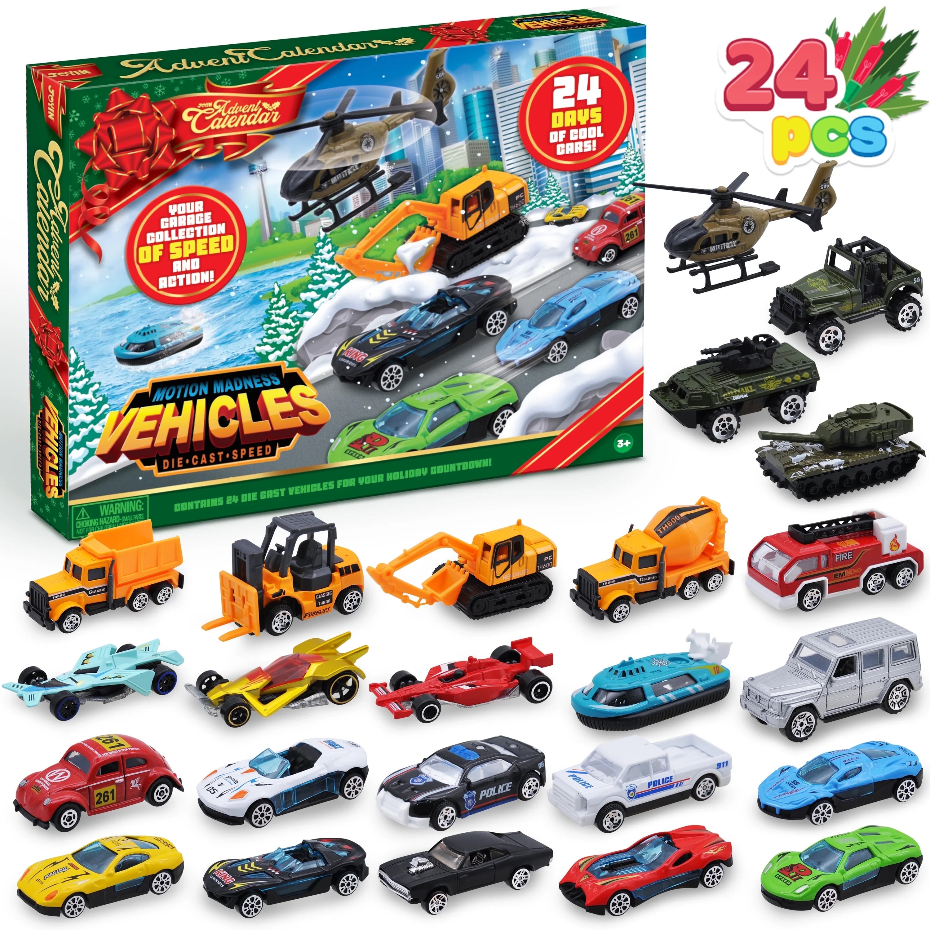 SYNCFUN Christmas Advent Calendar with cars for Kids, 24 Days Countdown Calendar Toys with Diecas... | Walmart (US)
