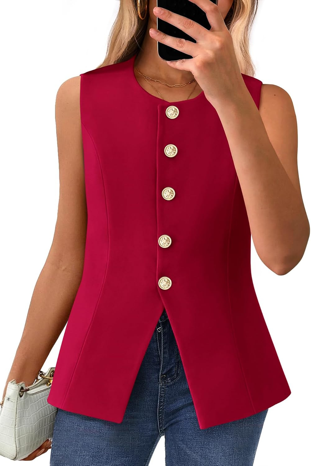 BTFBM Suit Vest Tops For Women Sleeveless Blazer Work Wear | Amazon (US)