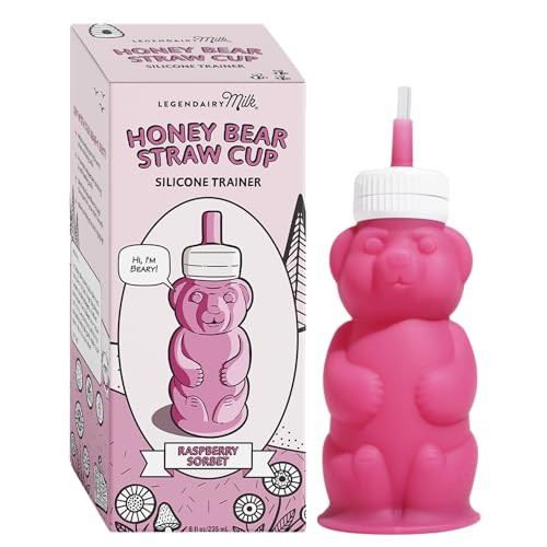 Legendairy Milk Honey Bear Straw Cup Silicone for Babies (Pink), 8 oz. Dishwasher Safe Baby Straw Cup, Food Grade Silicone, Honeybear Sippy Cup for Ages 4+ Months, Trainer Straw Cup for Toddlers 1-3 | Amazon (US)