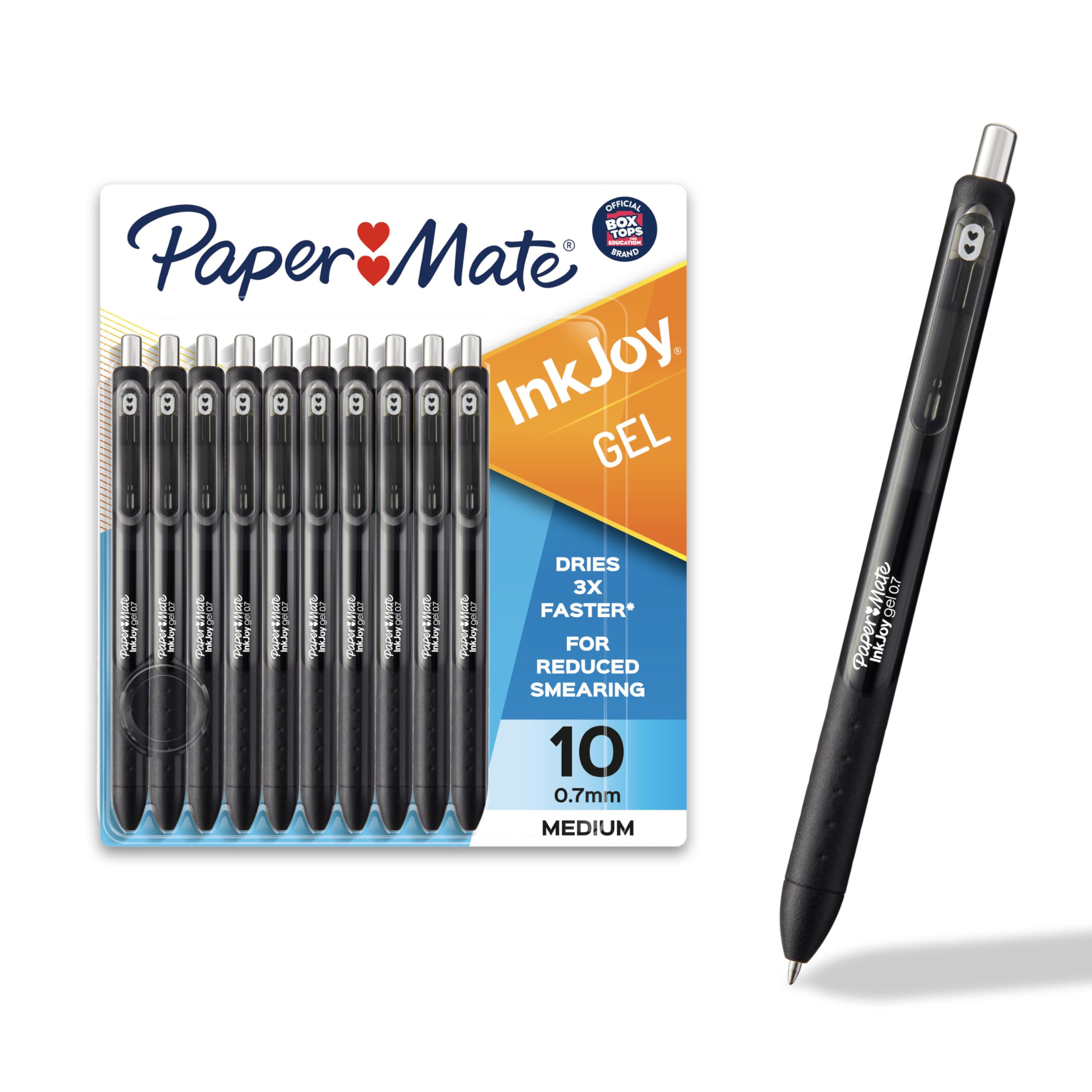 Paper Mate InkJoy Black Gel Pens, Medium Point (0.7 mm), Comfort Grip, 10 Count, Fast Dry Ink, Id... | Amazon (US)