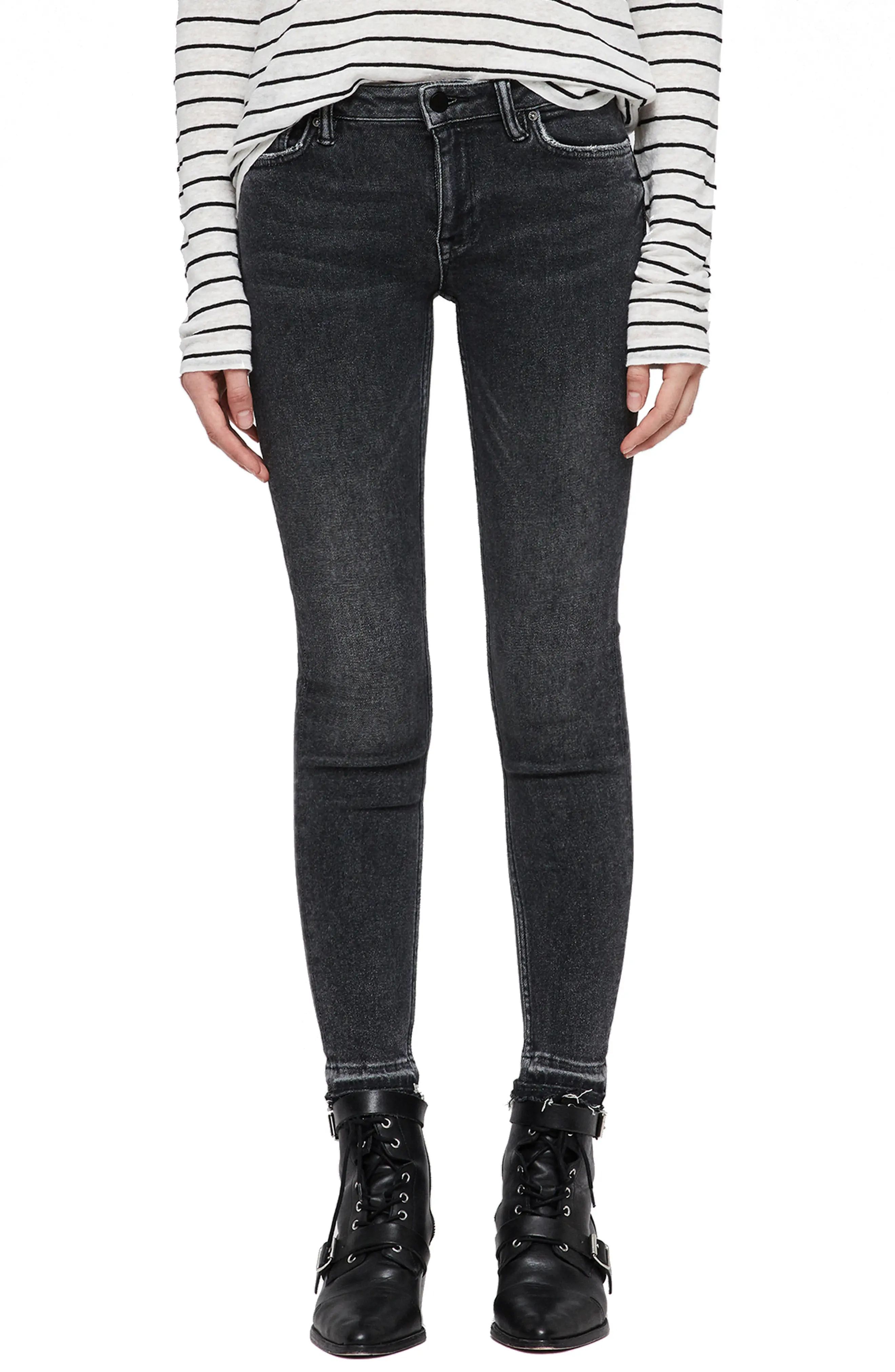 ALLSAINTS Mast Ankle Skinny Jeans (Washed Black) | Nordstrom