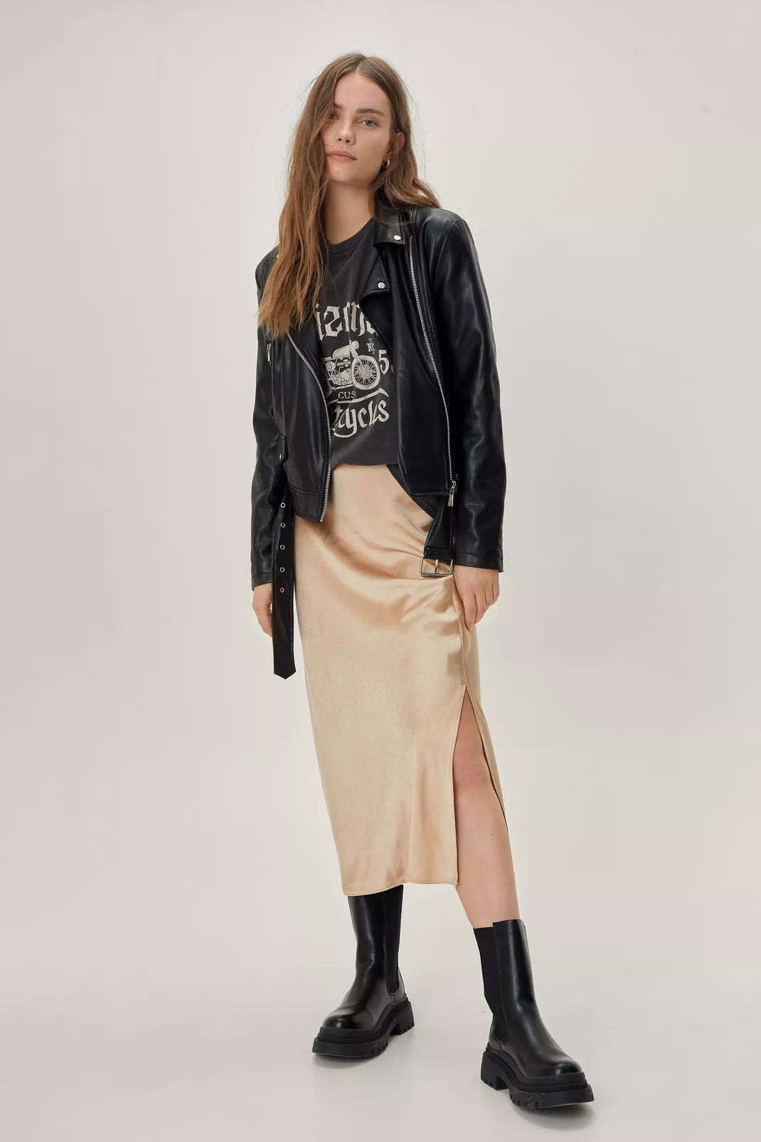 Satin Midi Slip Split Side Skirt | Nasty Gal (US)