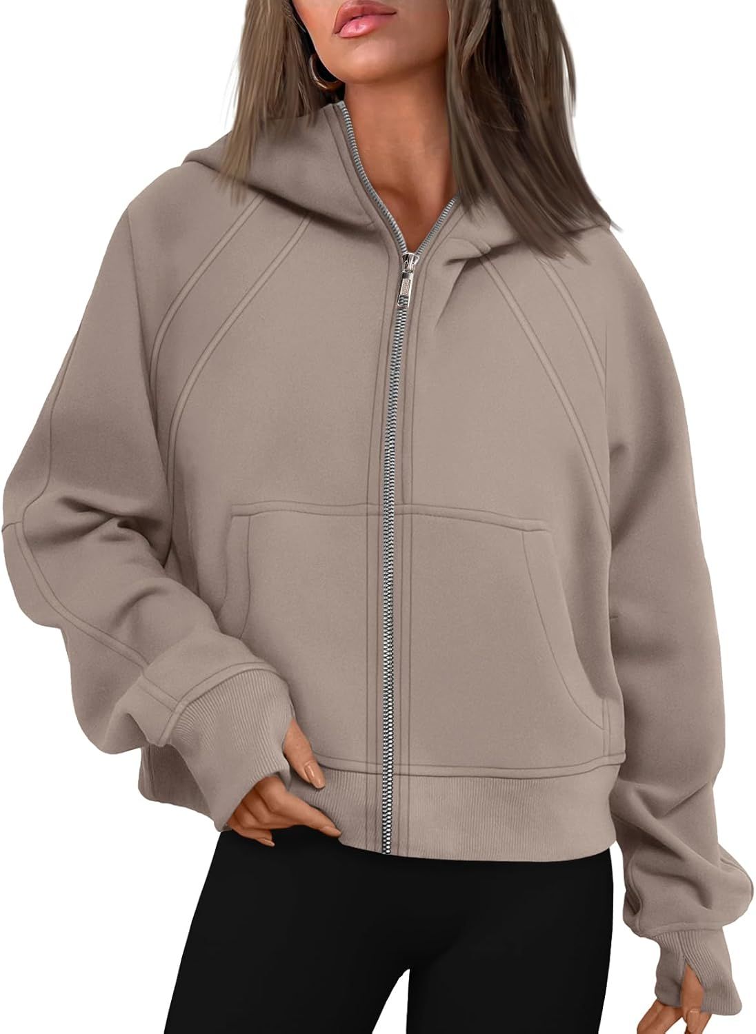 WYNNQUE Womens Zip Up Cropped Hoodies Fleece Full Zipper Sweatshirts Pullover Winter Clothes Swea... | Amazon (US)