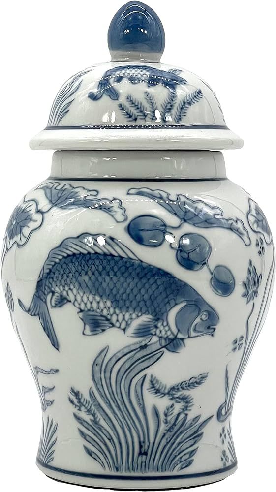 Galt International 8" Ceramic Ginger Jar with Lid - Tea Storage, Decorative, Home Decor Jar (Slat... | Amazon (US)