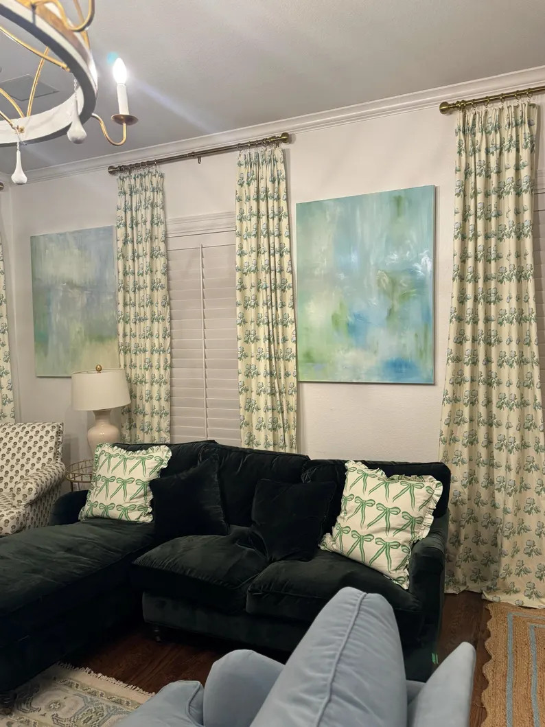 Custom Chinoiserie Needlepoint Drapes: Bowood Roses, Green & Cream, Lined - Etsy | Etsy (US)