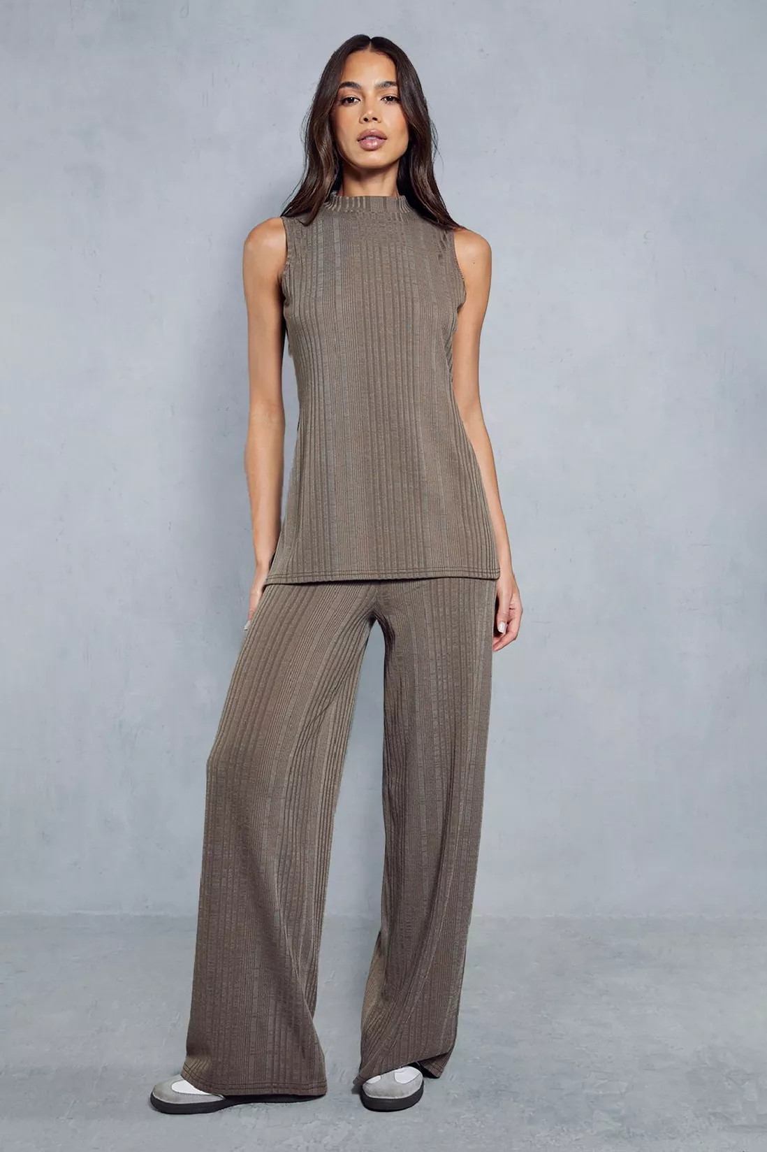 Ribbed Marl High Neck Sleeveless Trouser Co Ord | Debenhams UK