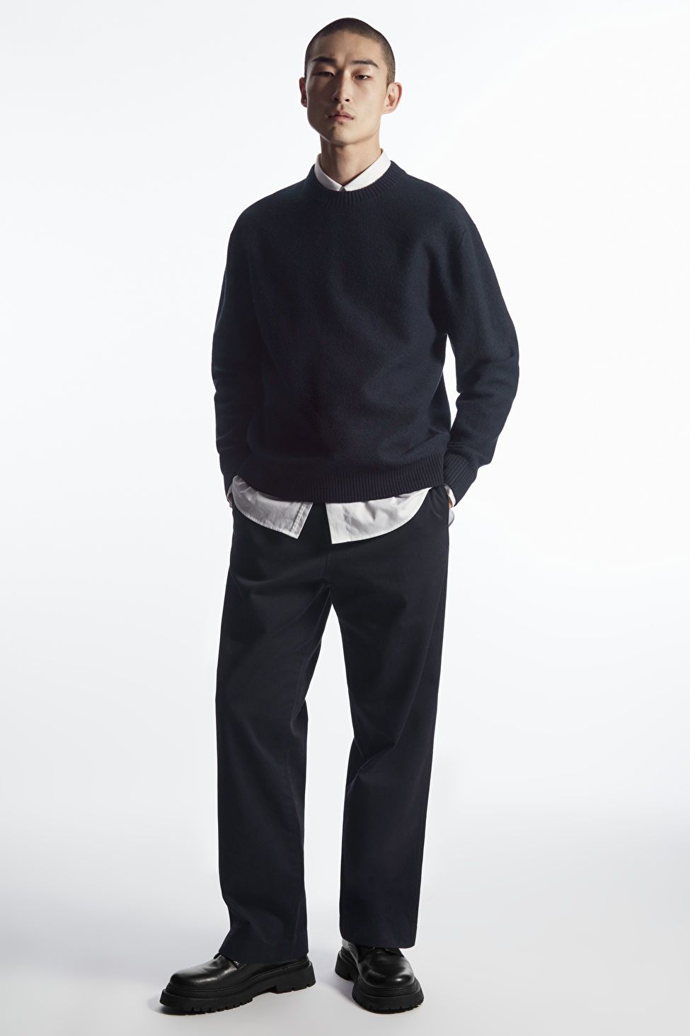 BOILED-WOOL CREW-NECK SWEATER - NAVY - Knitwear - COS | COS (US)