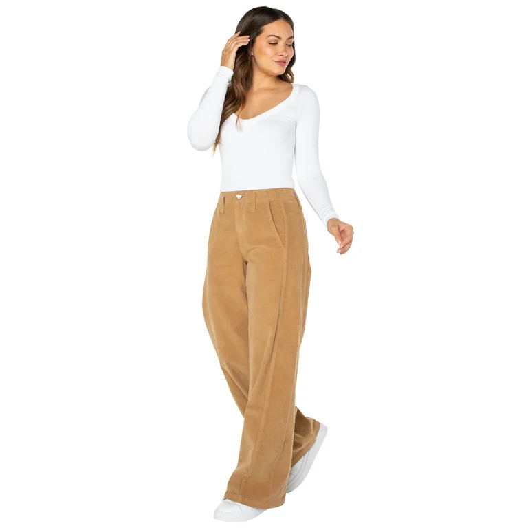 Celebrity Pink Women's and Women's Plus High Rise Corduroy Wide Leg Pant, Sizes 1-24W | Walmart (US)