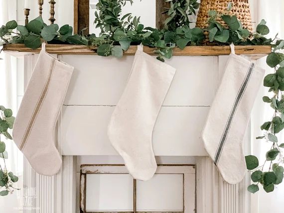 Christmas Stockings, Grainsack Christmas Stockings, Christmas Decor | Etsy (US)