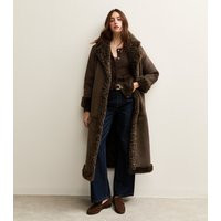 Women's Brown Bonded Faux Fur Trimmed Faux Suede Coat New Look | New Look (UK)
