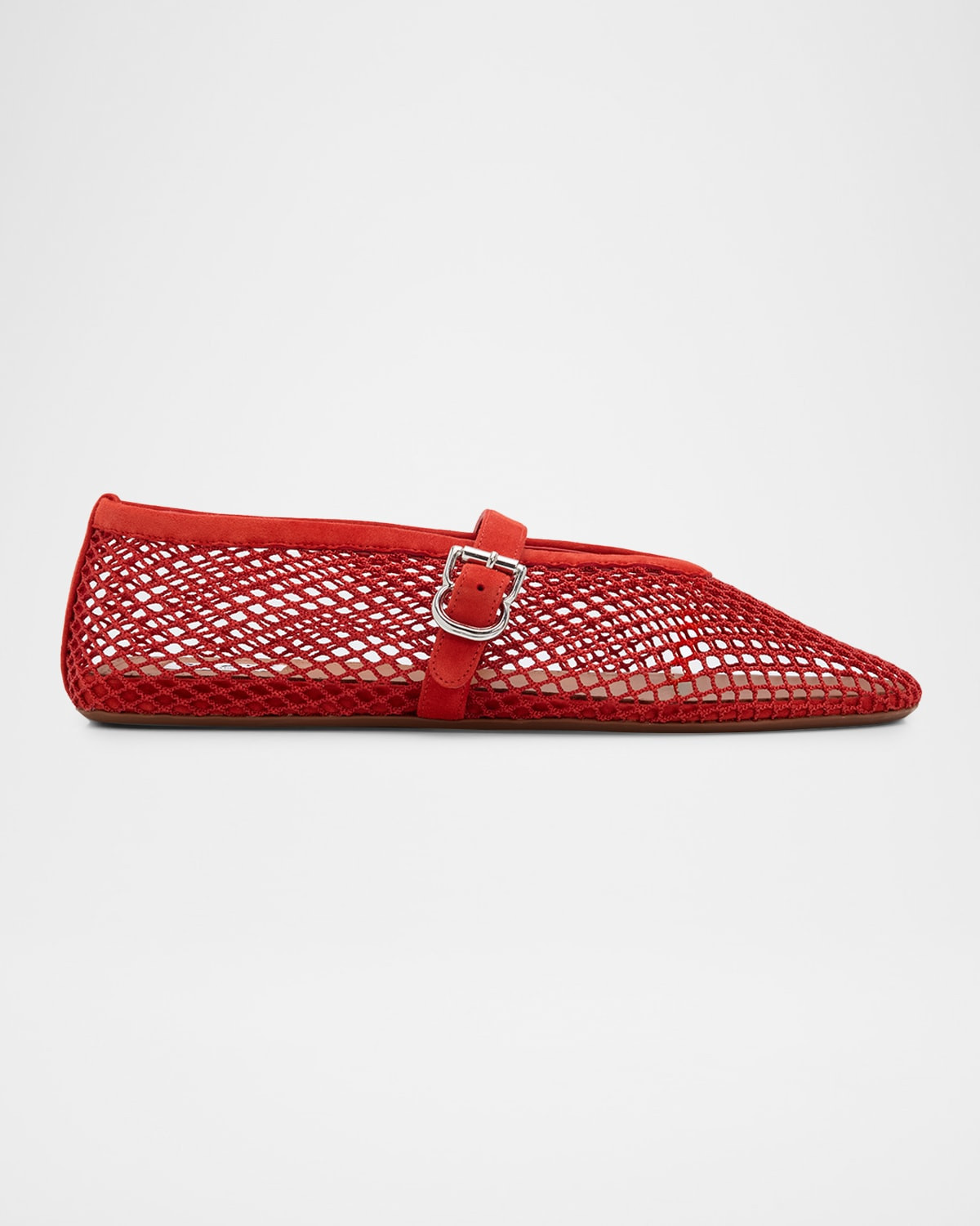 Mesh Mary Jane Suede Ballerina Flats | Neiman Marcus