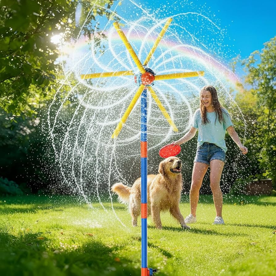 59" Windmill Water Sprinkler Outdoor Yard Toy, 360° Spinning Splash Water Toy, Upgraded Double S... | Amazon (US)