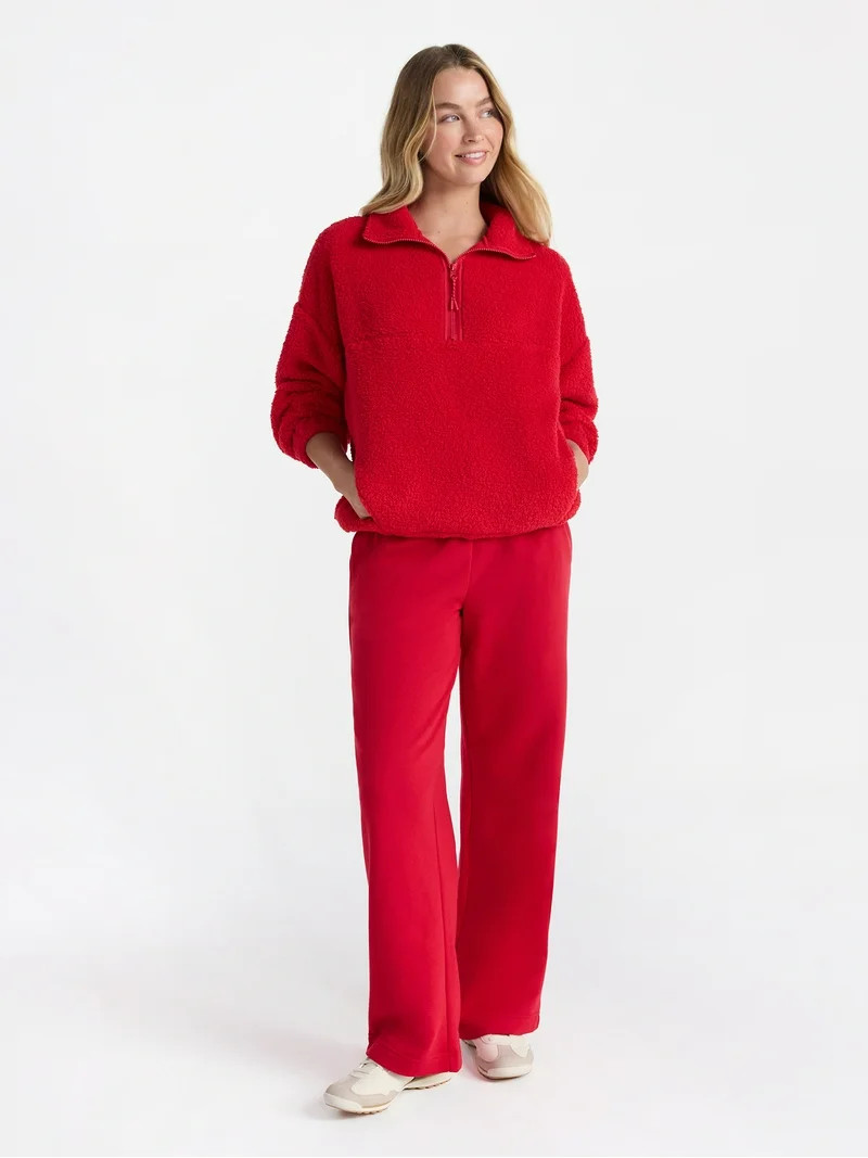 No Boundaries Plush Half-Zip Pullover, Women's and Plus | Walmart (US)