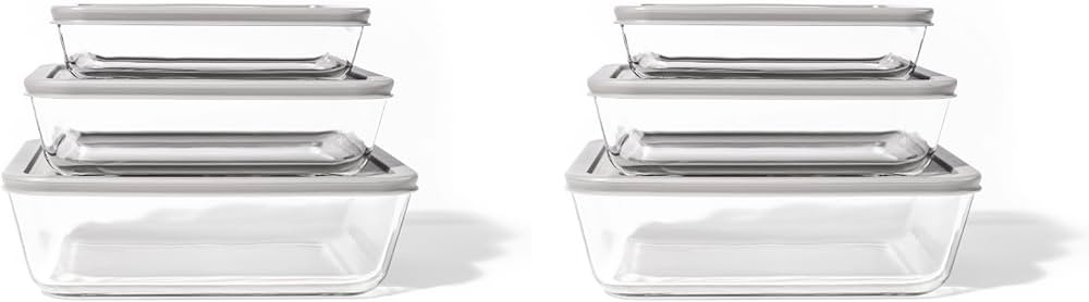 Glass Food Storage Containers - 12 Piece (6 Containers + 6 Lids) Rectangular Nesting Space-Saving... | Amazon (US)