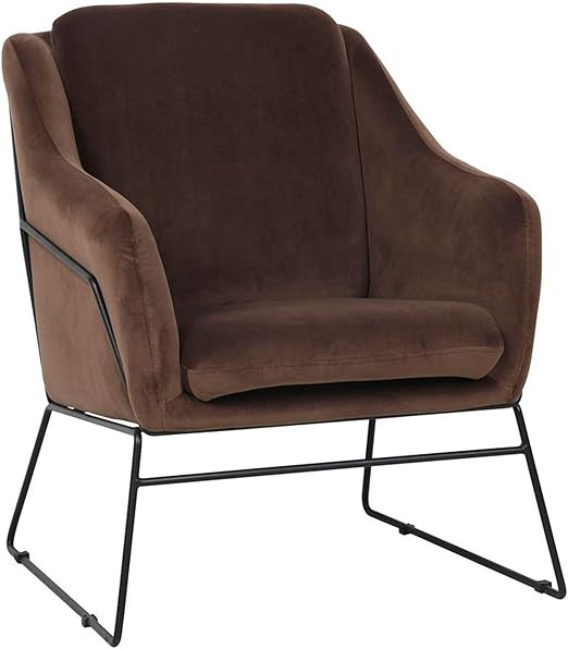 LeisureMod Harmony Mid-Century Modern Living Room Velvet Accent Chair Armchair with Metal Frame L... | Amazon (US)